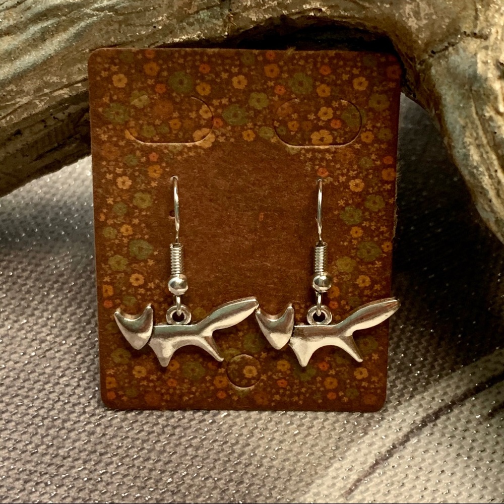 Silver Fox Drop Origami Minimalist Earrings NEW